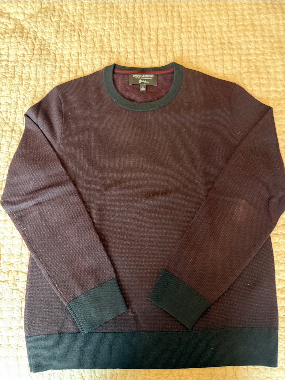 Banana Republic Men's Crewneck Sweater in Deep Wine with Black Trim